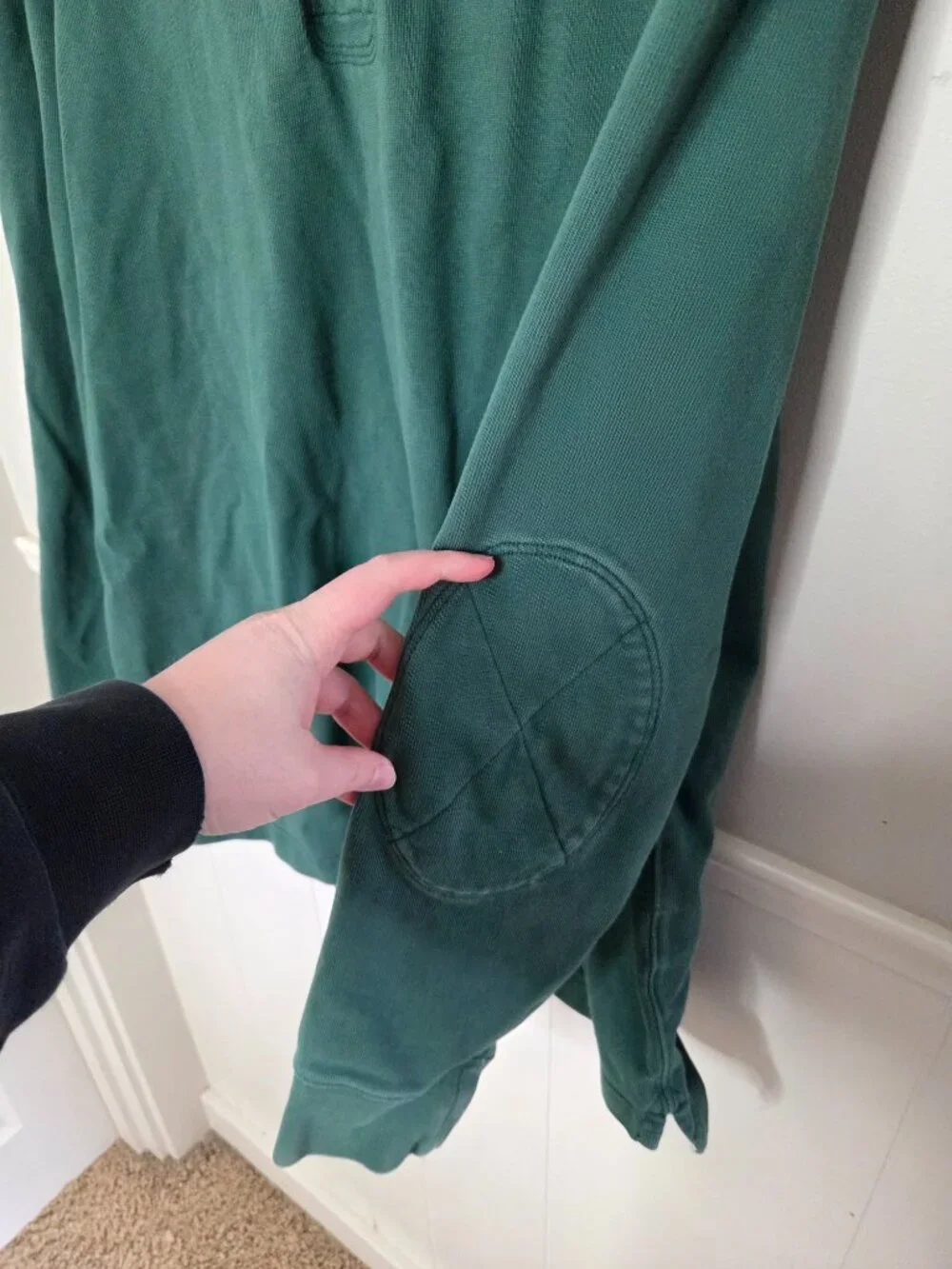 J. CREW Solid Green Half Zip Rugby Shirt